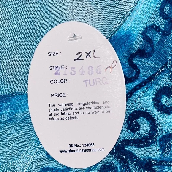 SHORELINE Summer Shift Dress
Women Size 2X Turquoise Short-Sleeve Embroidered - Picture 4 of 8